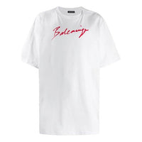 Men's Balenciaga Logo Printing Short Sleeve White 583214TFV639783