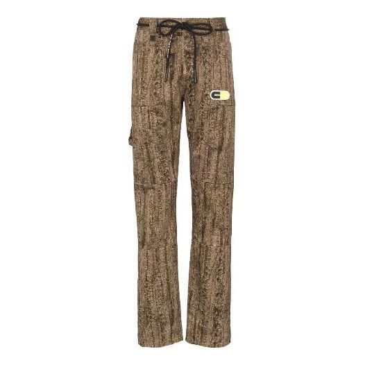 Men's Off-White Logo Label Camouflage Sports Pants/Trousers/Joggers Slim Fit Beige OMCF005S19D050189900
