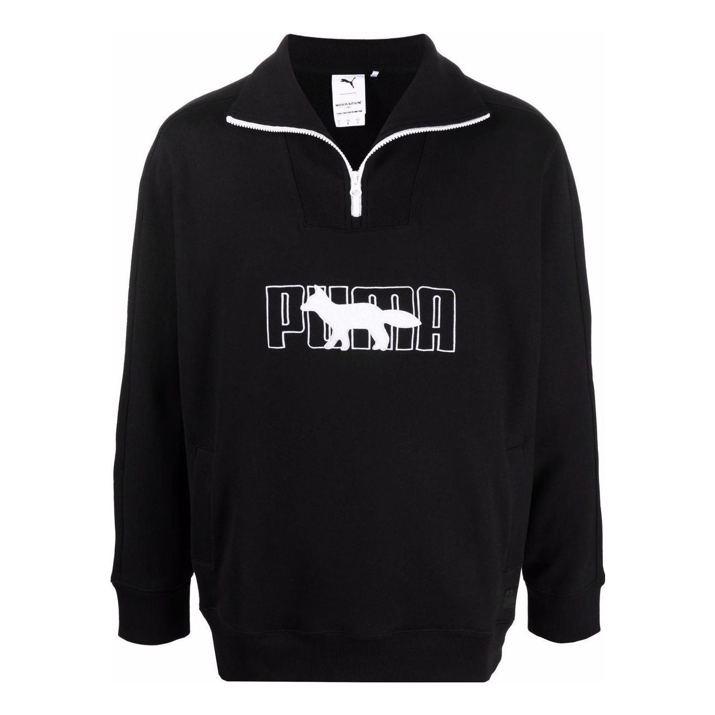 PUMA x Maison Kitsun Half Zip Sweater 'Black White' 532322-01