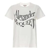 (WMNS) Alexander McQueen Logo T-Shirt 'White Black' 781403-QZALT-0900