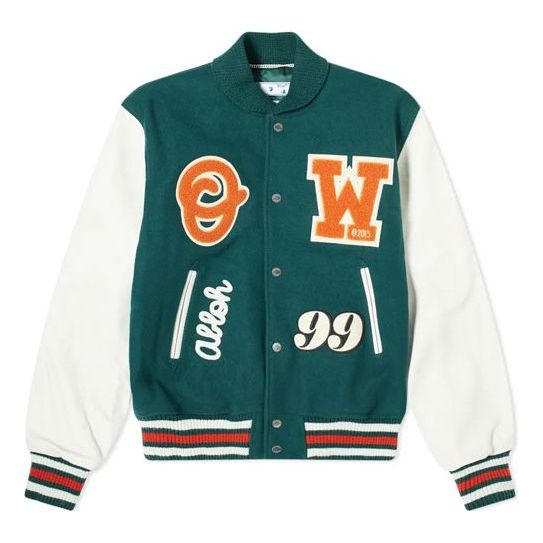 Off-White Fw20 Logo Patches Varsity Jacket OMJA041E20LEA0015720