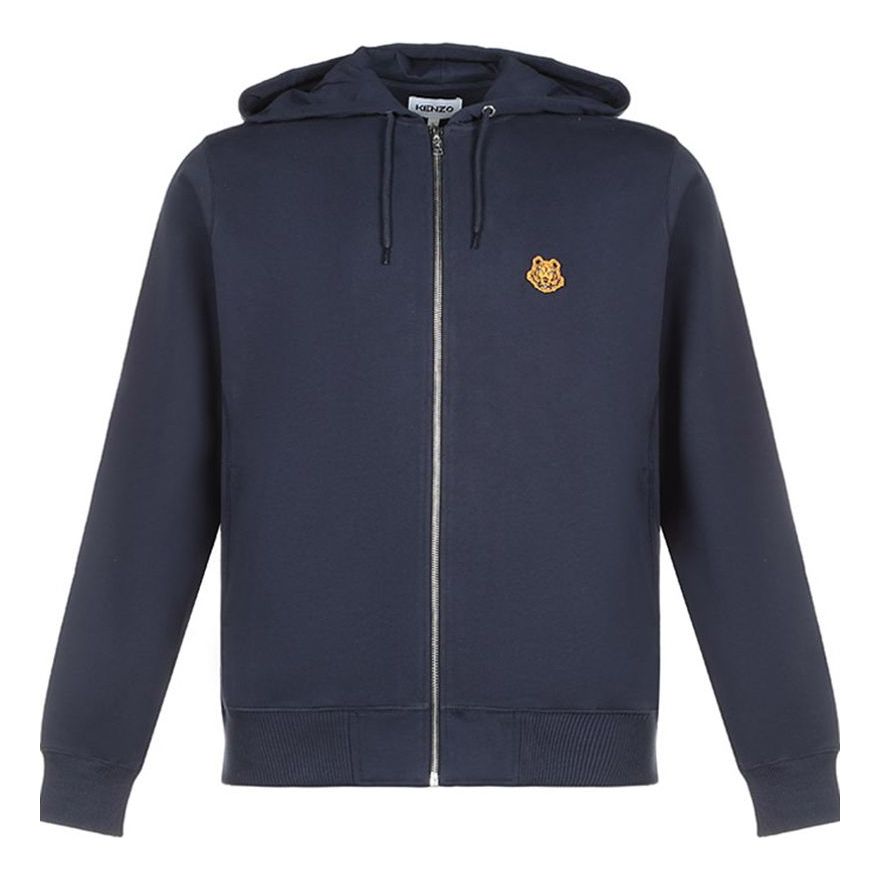 Men's KENZO FW20 Small Tiger Head Pattern Zipper Navy Blue FA65BL7214MD-76