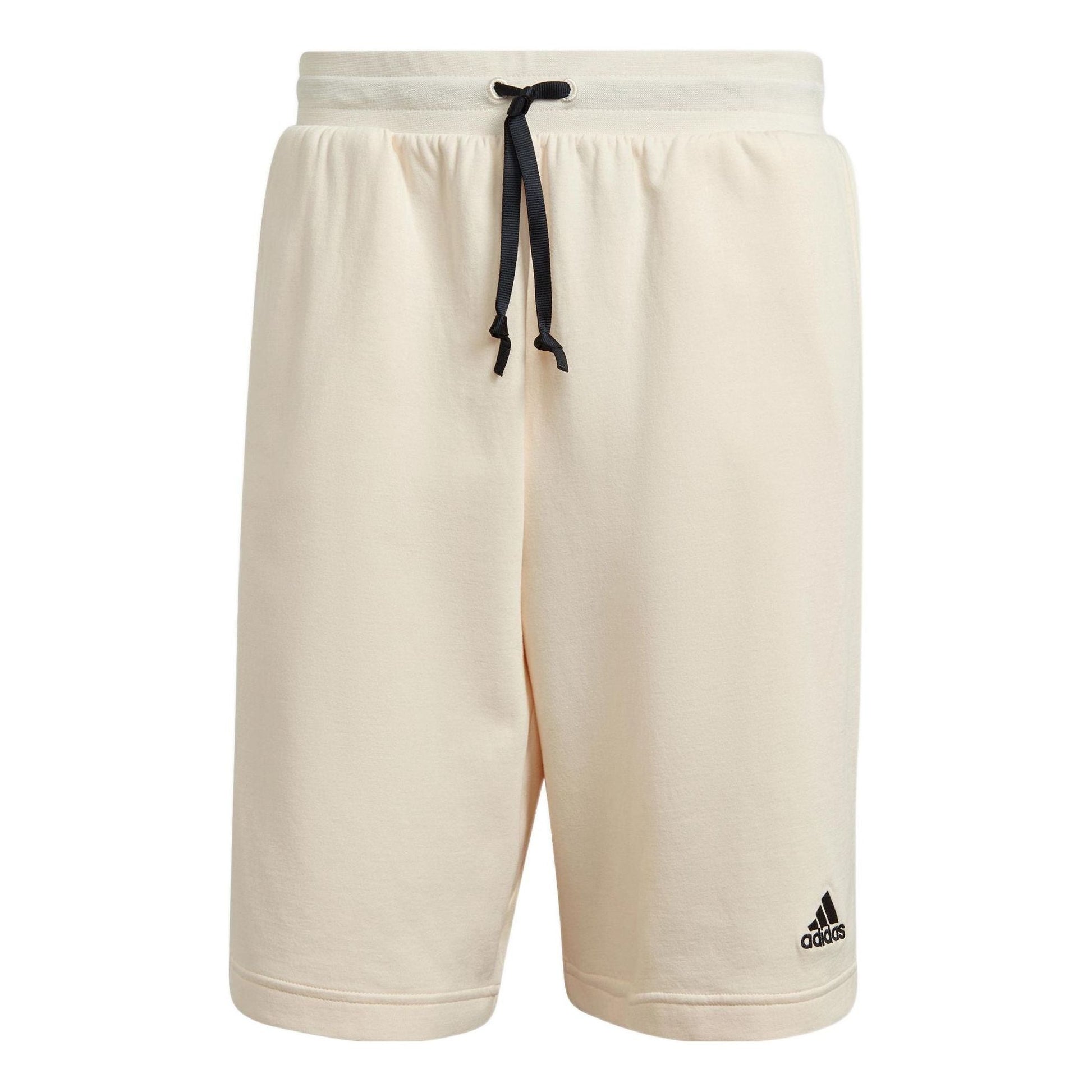 Men's adidas Solid Color Logo Micro Mark Lacing Casual Sports Shorts Yellow White HB6588