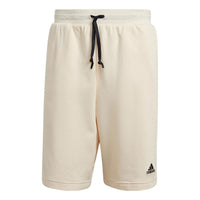 Men's adidas Solid Color Logo Micro Mark Lacing Casual Sports Shorts Yellow White HB6588