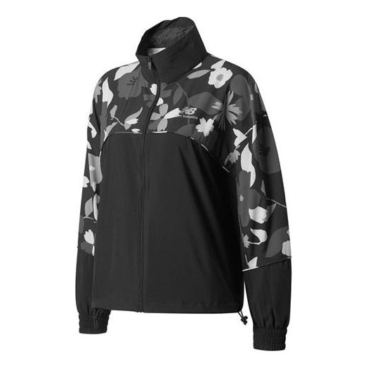 (WMNS) New Balance Flowers Printing Splicing Sports Jacket Black WJ1112Y-BK