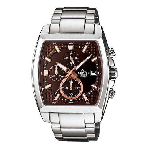 CASIO EDIFICE Men'ses Silver/Brown Mens SilverBrown Analog EFR-524D-5A