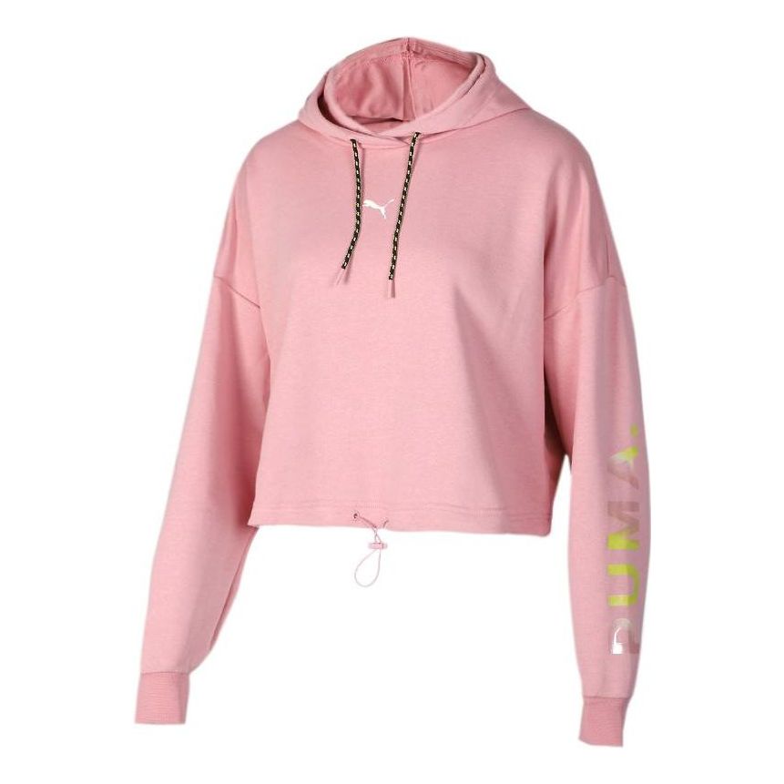 (WMNS) PUMA Chase Cropped Hoodie 'Pink White' 595935-14