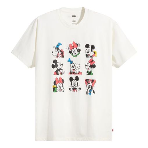 Men's Levis x Disney Crossover Mickey Printing Short Sleeve White T-Shirt A0612-0002