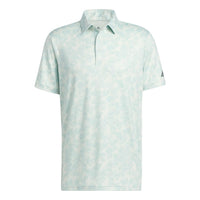 Men's adidas Logo Printing Lapel Pullover Short Sleeve Green Polo Shirt HK6850