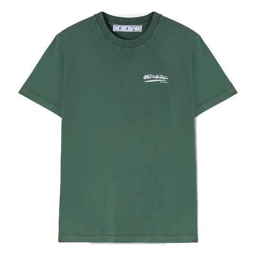 Off-White x Eden Rock St. Barth Crossover Solid Color Alphabet Printing Round Neck Short Sleeve Version Green T-Shirt OWED002