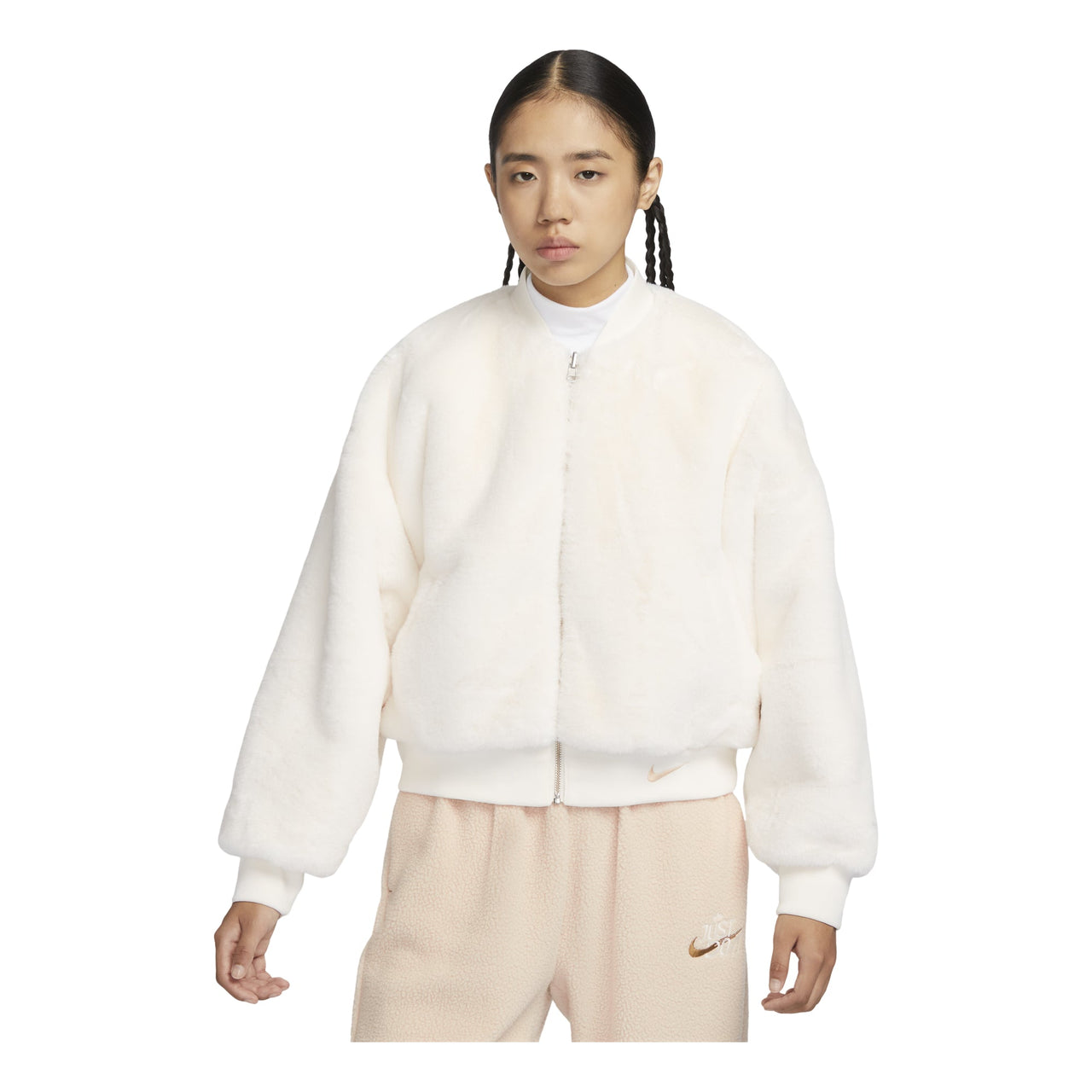 (WMNS) Nike sportswea Reversible Faux Fur Bomber Jacket 'Sail Sand' FB8693-133