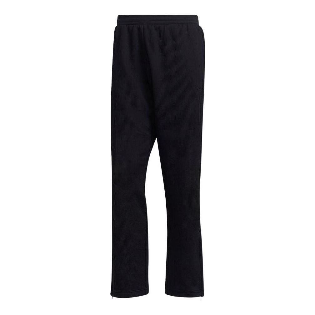 Men's adidas Solid Color Elastic Waistband Straight Sports Pants/Trousers/Joggers Japanese Version Black HC4614