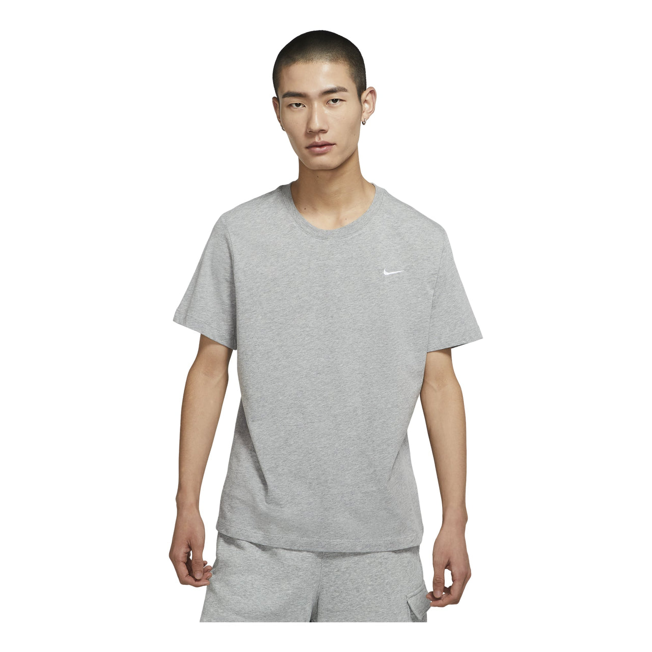Nike Sportswear Solid Color Embroidered Logo Micro Mark Round Neck Casual Short Sleeve Gray BV0508-063