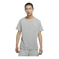 Nike Sportswear Solid Color Embroidered Logo Micro Mark Round Neck Casual Short Sleeve Gray BV0508-063