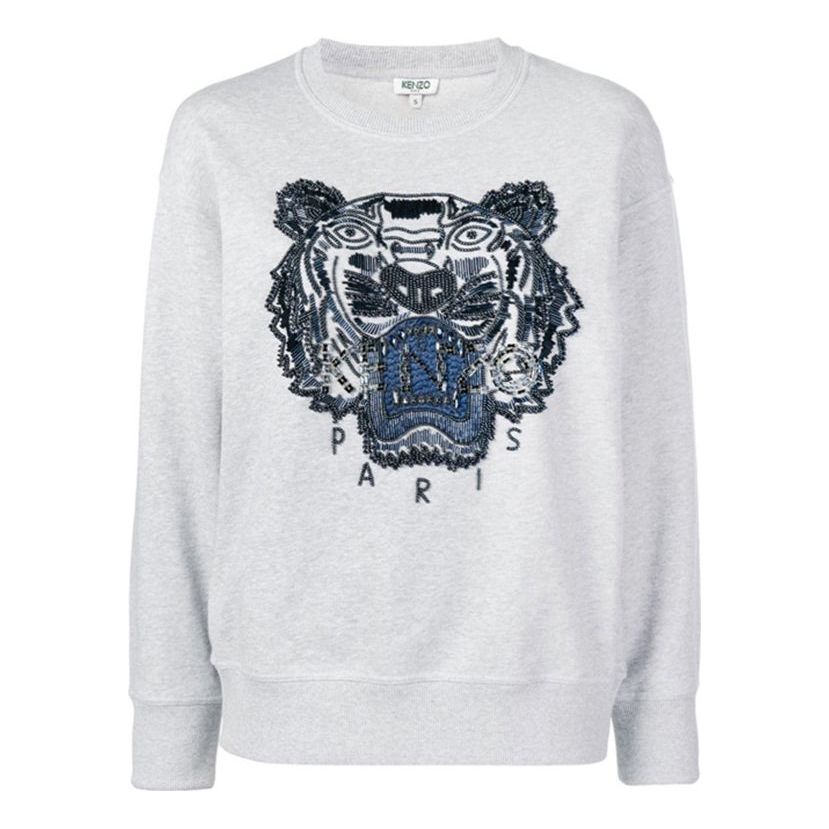 (WMNS) KENZO SS21 Tiger Head Logo Pullover Long Sleeves Hoodie light grey F952SW7414XI-93