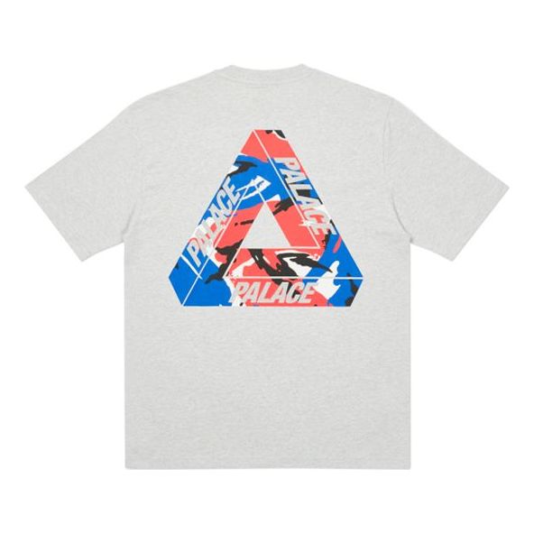 PALACE Back Logo Casual Round Neck Short Sleeve Unisex Gray P19TS272