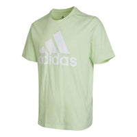 Men's adidas Solid Color Large Logo Casual Round Neck Short Sleeve Light Green T-Shirt HE1850