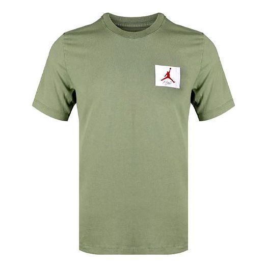 Men's Air Jordan Flight Essentials Logo Embroidered Alphabet Sports Short Sleeve Green T-Shirt CZ5060-353