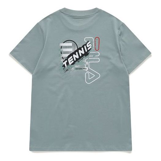 FILA FUSION Creative Alphabet Printing Round Neck Short Sleeve Green T61M021110A-GN