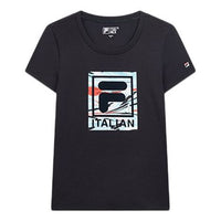 (WMNS) FILA Logo Pattern Printing Round Neck Short Sleeve Blue F61W928116F-NV