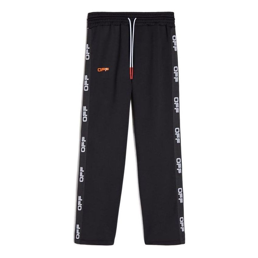 Men's Off-White SS22 Side Logo Lacing Straight Sports Pants/Trousers/Joggers Ordinary Version Black OMVI005I21FAB0011020