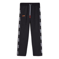Men's Off-White SS22 Side Logo Lacing Straight Sports Pants/Trousers/Joggers Ordinary Version Black OMVI005I21FAB0011020