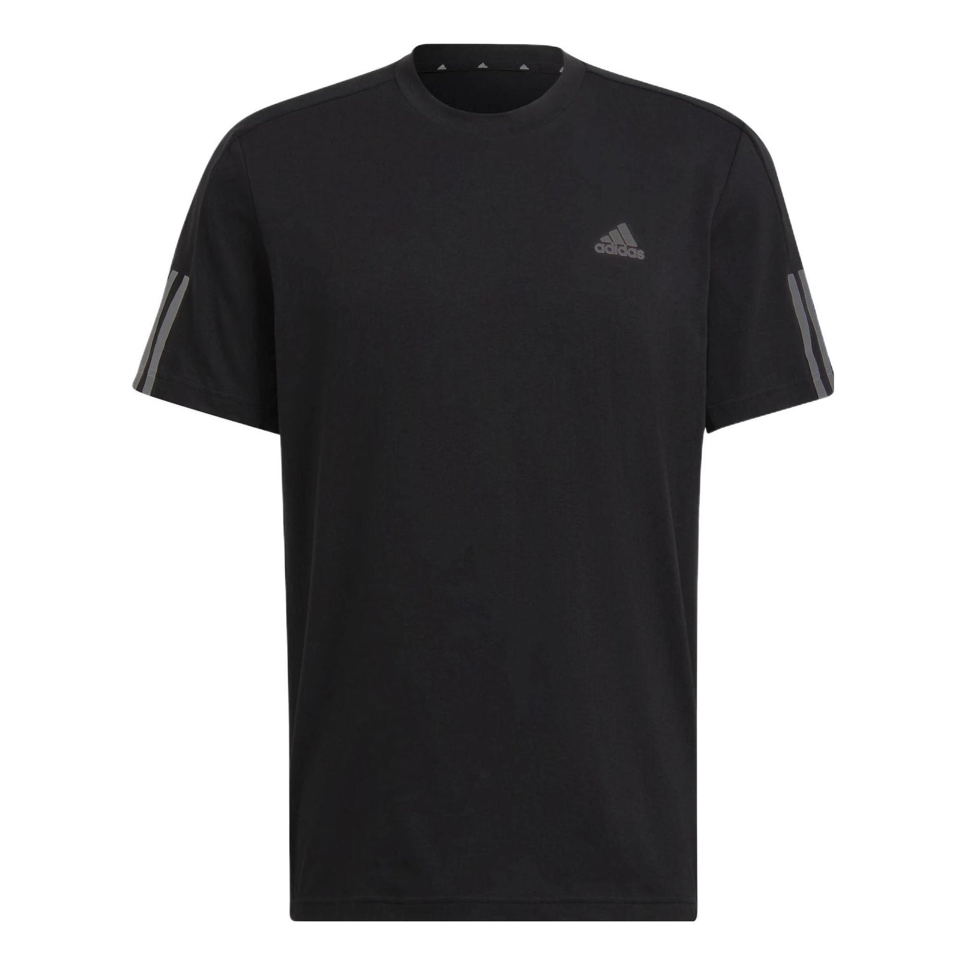 adidas Logo Printing Solid Color Stripe Casual Short Sleeve Black HD4323