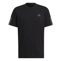 adidas Logo Printing Solid Color Stripe Casual Short Sleeve Black HD4323