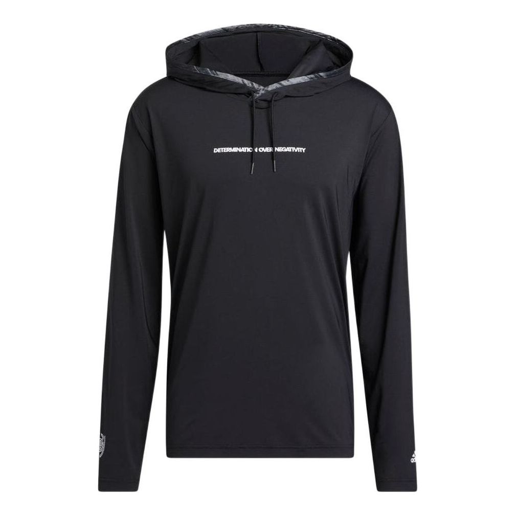 adidas Solid Color Alphabet Hooded Long Sleeves Hoodie Men's Black HI1383
