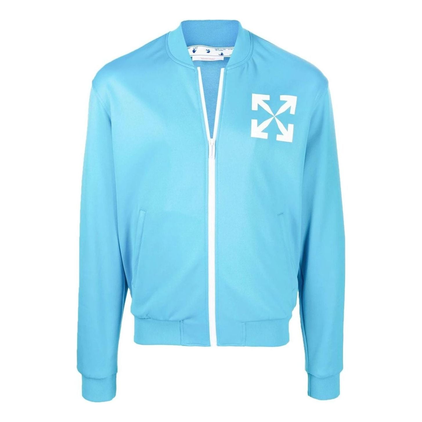 Off-White SS22 Logo Printing Solid Color Zipper Jacket Blue OMBD037S22FAB0024301