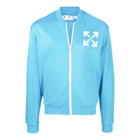 Off-White SS22 Logo Printing Solid Color Zipper Jacket Blue OMBD037S22FAB0024301