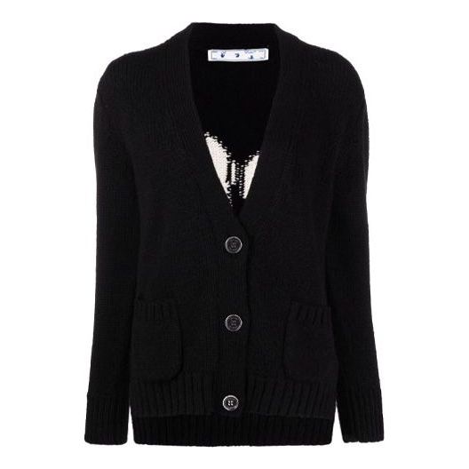 (WMNS) Off-White Logo Floating Cardigan 'Black' OWHB018F21KNI0011001