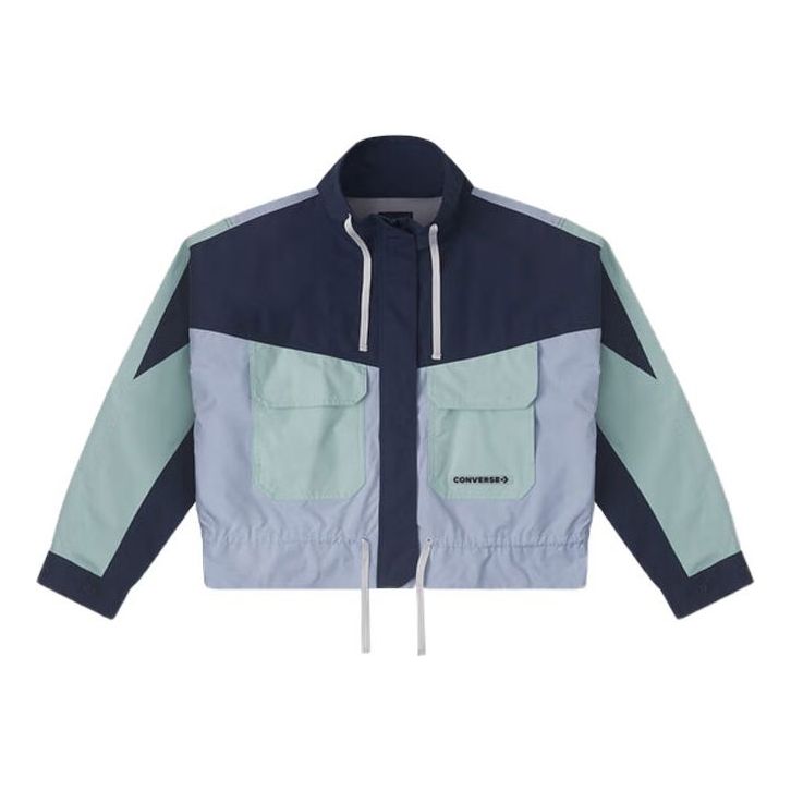 (WMNS) Converse Long Sleeve Short Fit Cargo Windproof Jacket Asia Sizing 'Blue' 10026915-A02