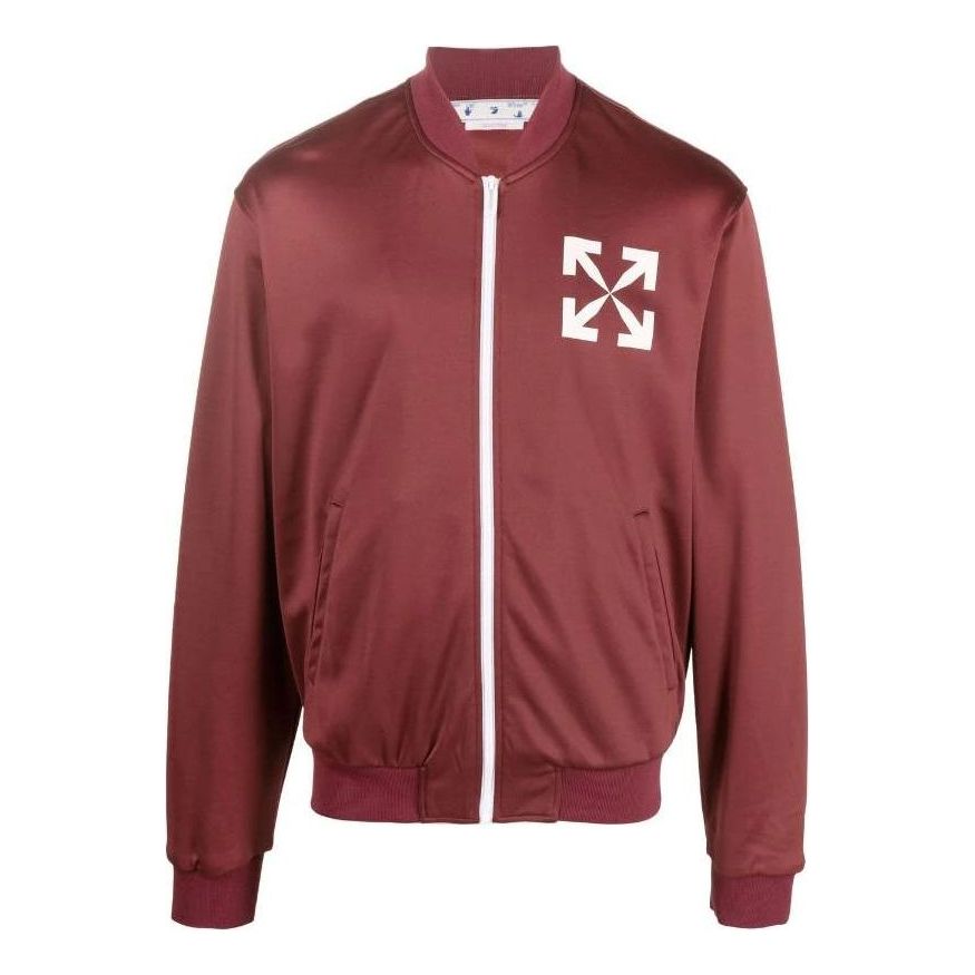 Men's Off-White FW22 Arrow Pattern Printing Zipper Casual Jacket Loose Fit Red OMBD037F22FAB0022801