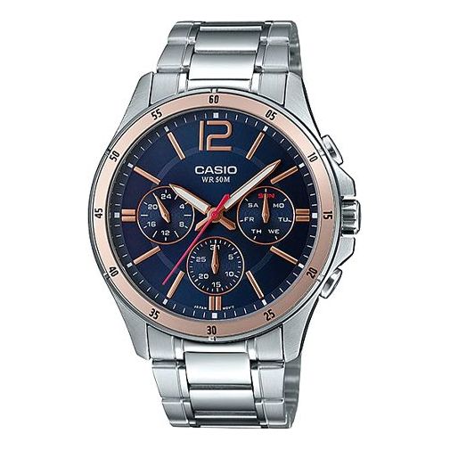 CASIO Quartz Waterproof Mens Silver Analog MTP-1374D-2A2V
