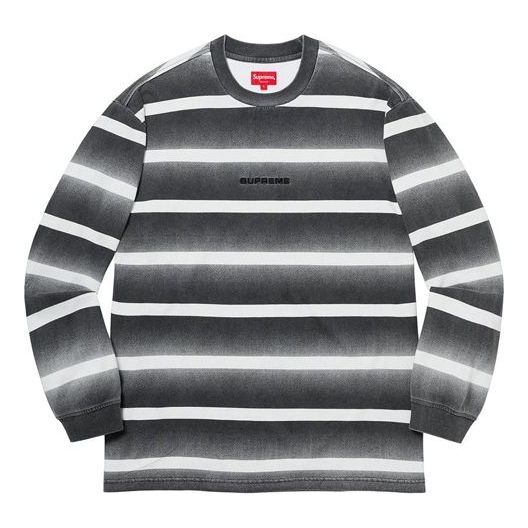 Supreme SS20 Week 2 Fade Stripe L/S Top Colorblock Round Neck Pullover Long Sleeves Unisex Black SUP-SS20-196