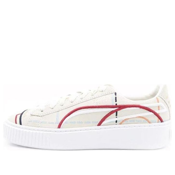 (WMNS) PUMA Suede Platform Courture 'White Red' 366685-01