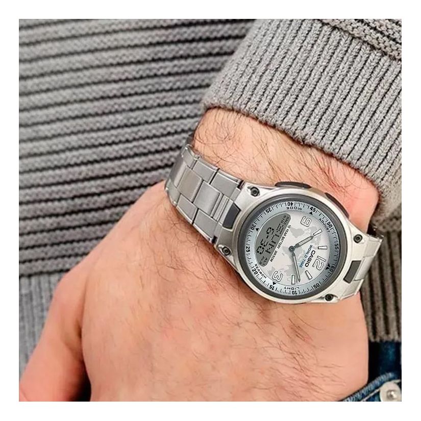 CASIO Stainless Steel Strap White Analog/Digital Combo AW-80D-7A2