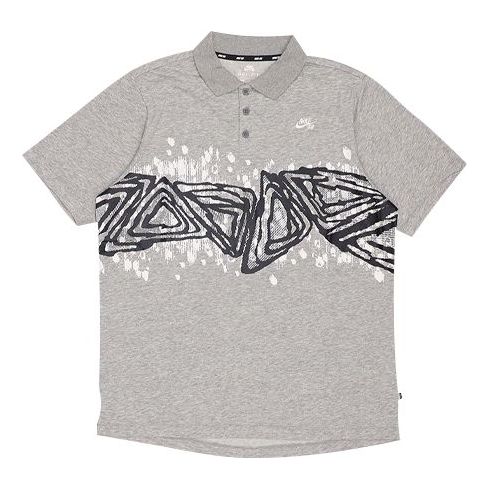 Nike SB Printing Pattern Skateboard Short Sleeve Polo Shirt Gray BV1031-063