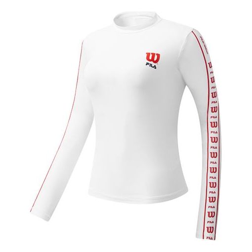 (WMNS) FILA x Wilson Round-neck Sweateshirt White A51W033201F-WT