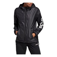 (WMNS) adidas E Lin Windbr Letter Logo Printing Hooded Jacket Black DP2408