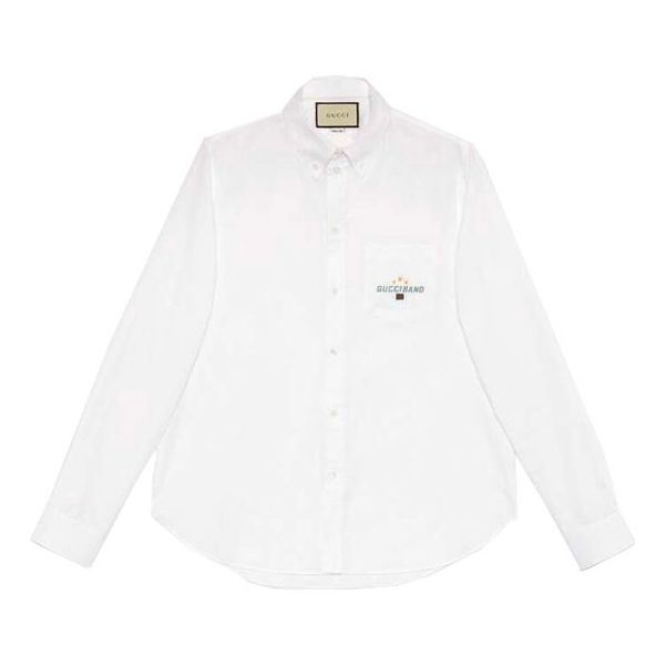 Gucci Band Oxford Cotton Long Sleeve Shirt Male White 604132-ZADN5-9000