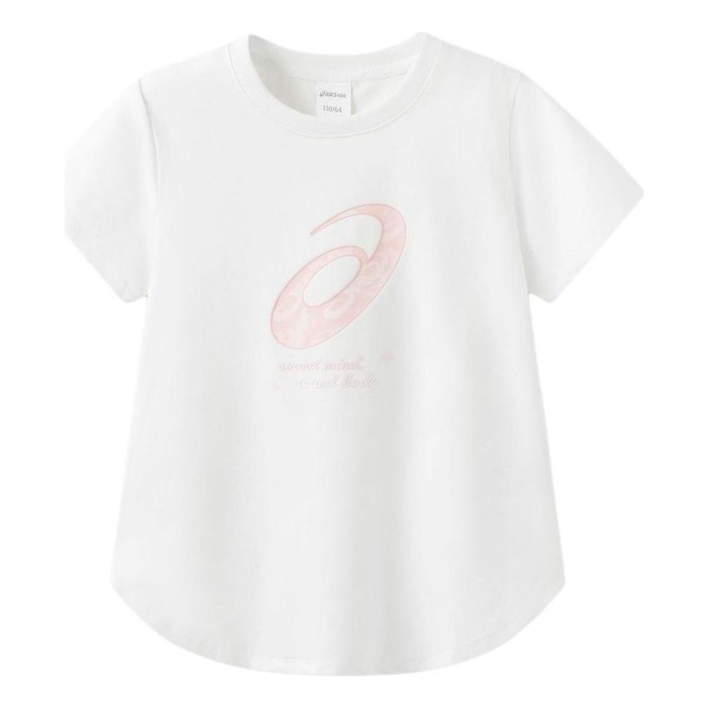 (GS) ASICS Logo T-Shirt 'White Pink' 332241174027-10