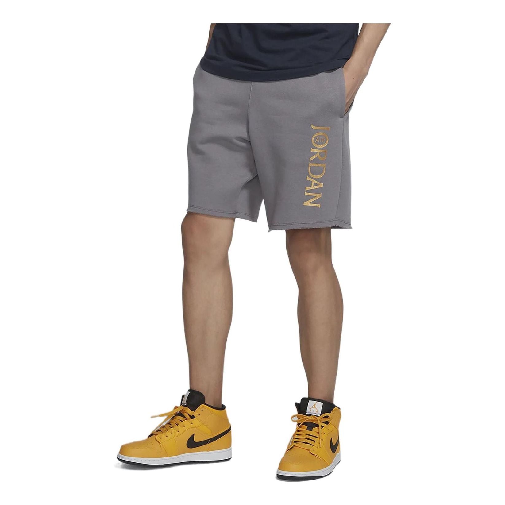 Jordan Solid Color Bronzing Alphabet  Straight Shorts Men's Grey AV0693-086