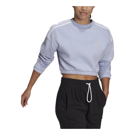 (WMNS) adidas Crop Crew Loose Round Neck Long Sleeves Hoodie Purple HF4154
