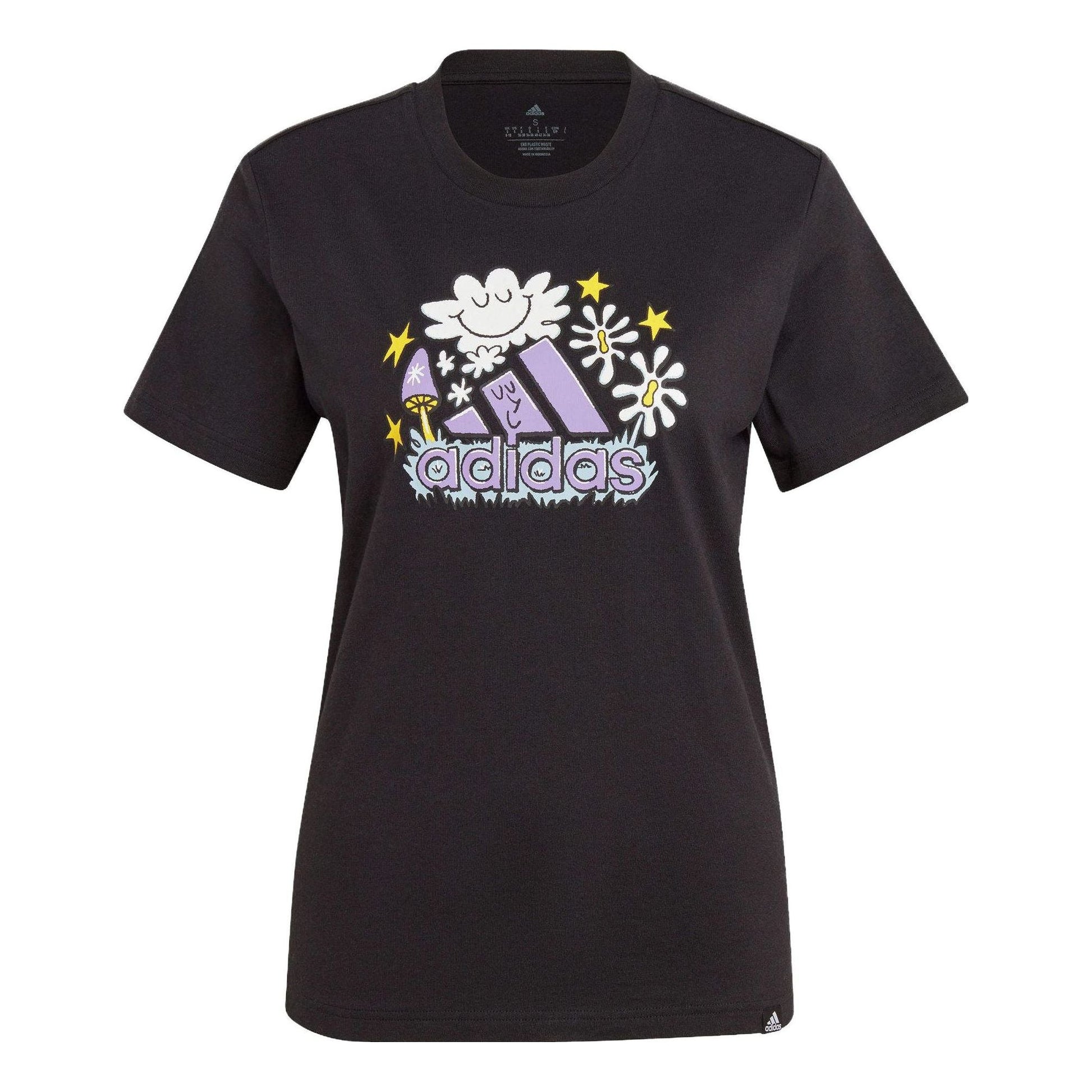 (WMNS) adidas Doodle Graphic T-Shirt Asia Sizing 'Black' IJ7327