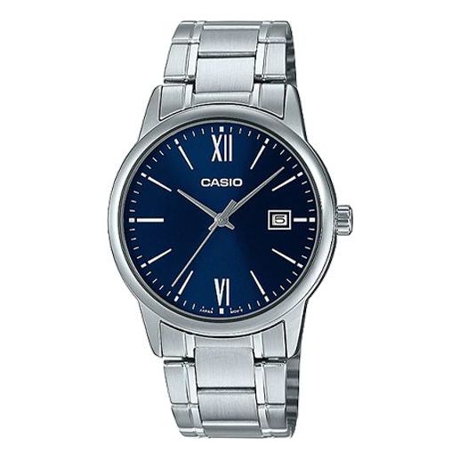 Casio Dress Minimalistic Retro Analog Watch 'Silver Navy' MTP-V002D-2B3