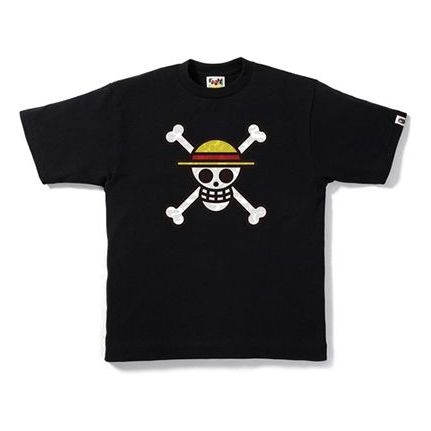 Bape X One Piece Straw Hat Jolly Roger Tee Black BAPE-SS18-124