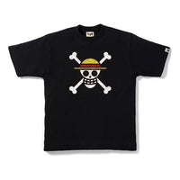 Bape X One Piece Straw Hat Jolly Roger Tee Black BAPE-SS18-124