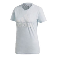 (WMNS) adidas Logo Printing Round Collar Short Sleeve Light Blue FQ3241